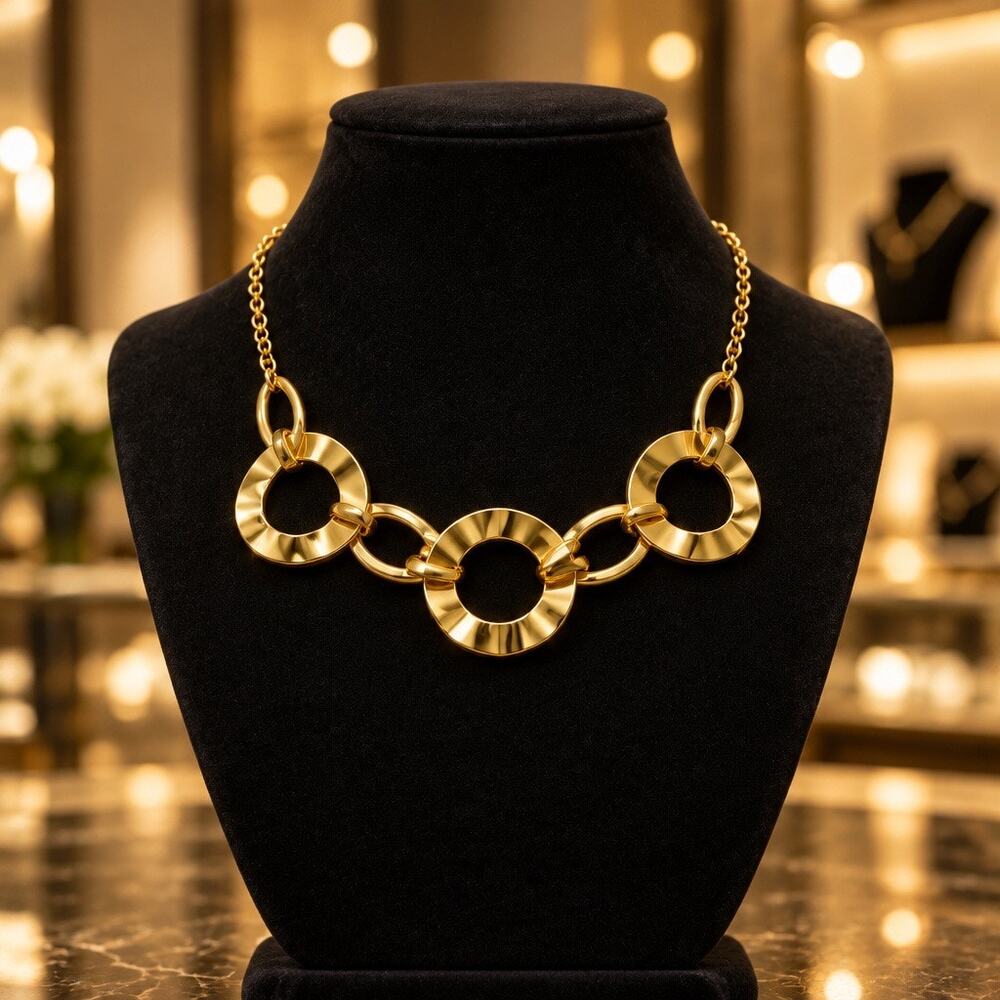 Vintage Gold Statement Link Necklace